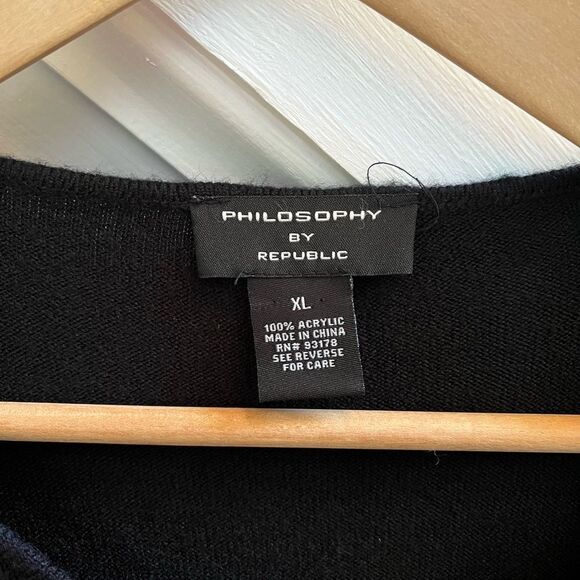 Philosophy Black Knit Bow Delicate Cardigan Sweater sz XL EUC - Picture 4 of 4